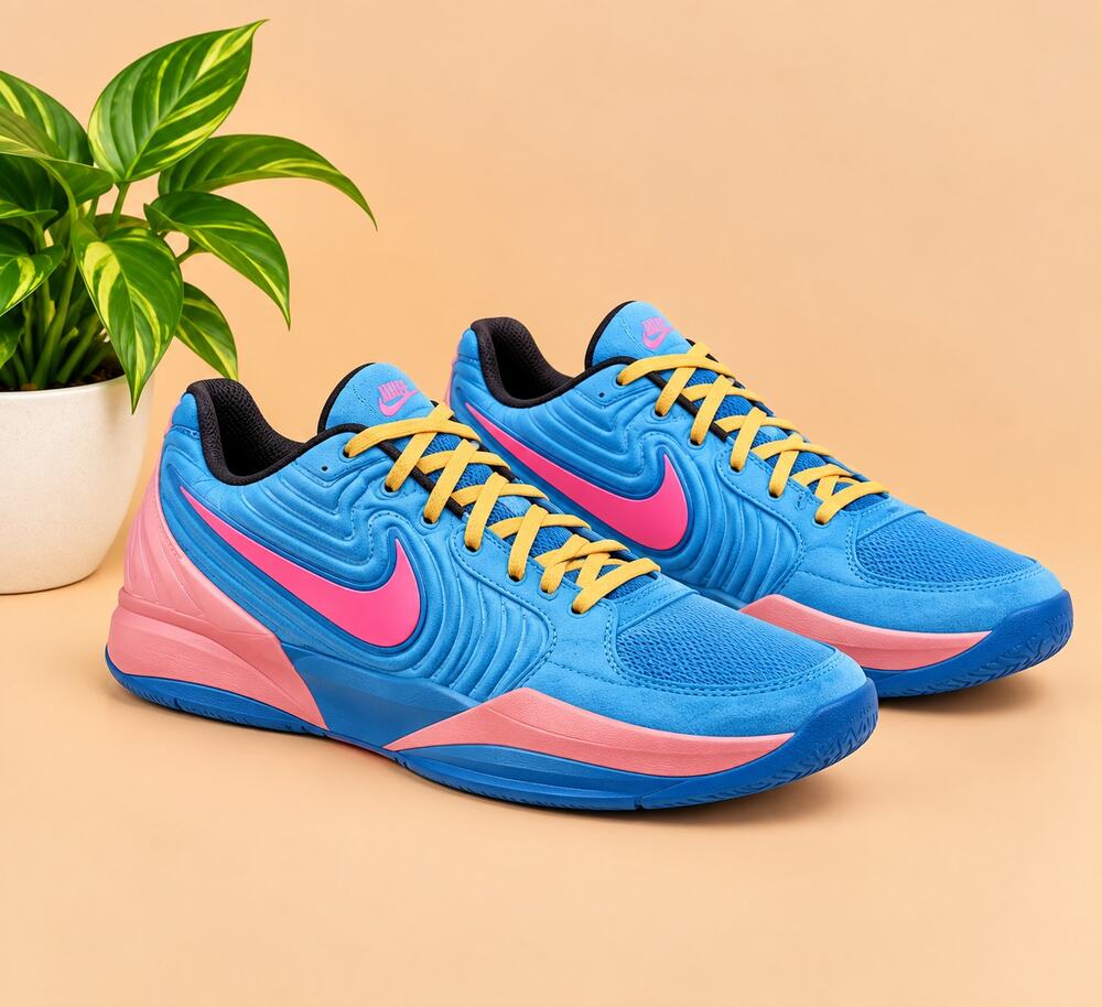 USED Nike Mens Ja 2 Basketball Shoes Blue /Gold/Apricot Agate/Pink-Size 9.5